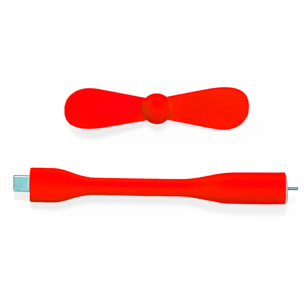 Ventilador flexible compatible con USB-C, con cuello orientable para dirigir el flujo de aire. Compacto, ligero y sin necesidad de baterías, ideal para smartphones, portátiles y baterías externas.