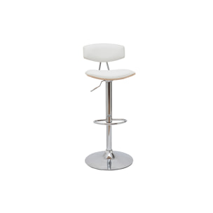 Tabourets de bar design réglables blanc et bois clair (lot de 2) VASCO