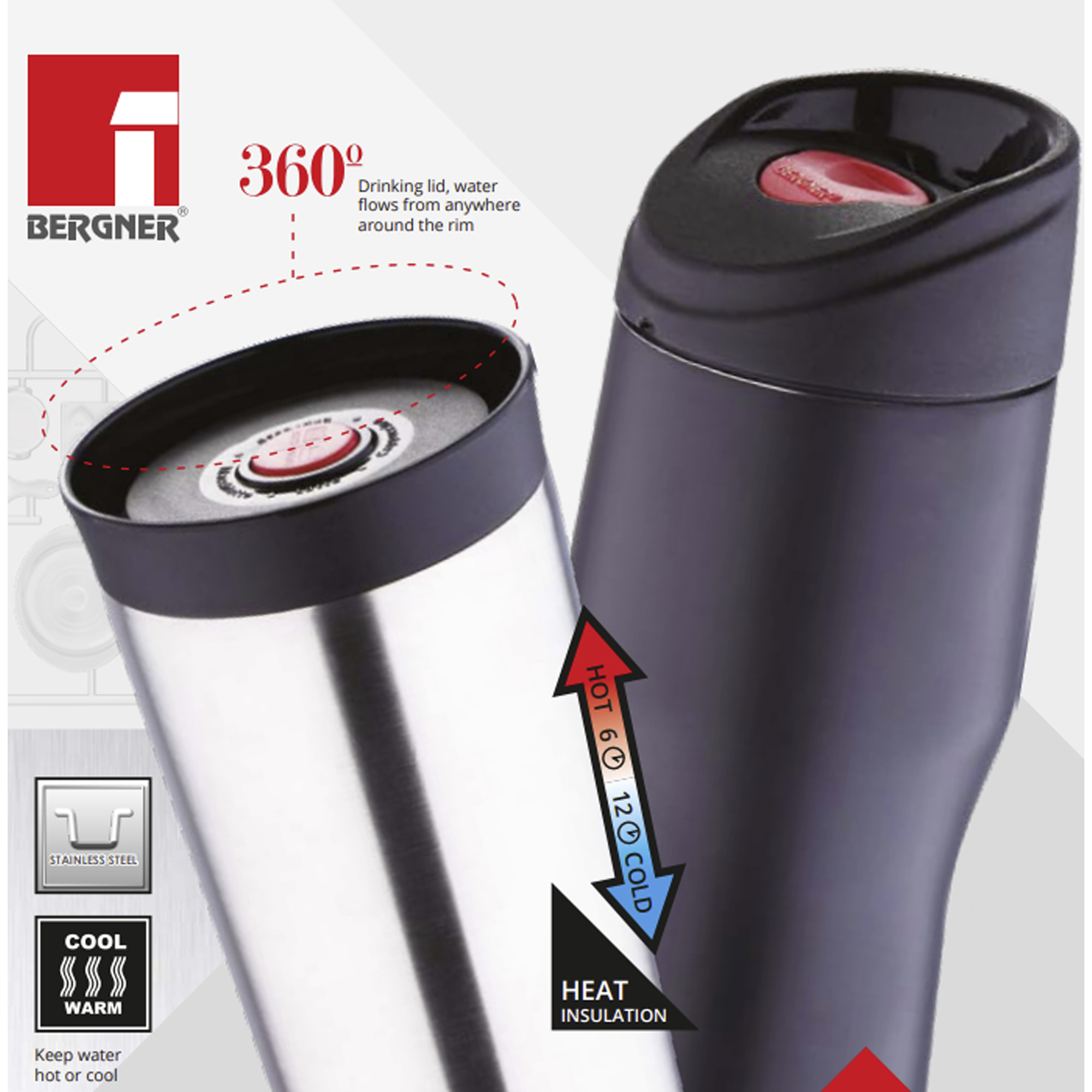 TERMO MUG 450ML  TRAVEL Bergner