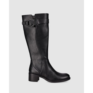 Botas de Piel Sintética - Negro - Tacón: 5 cm