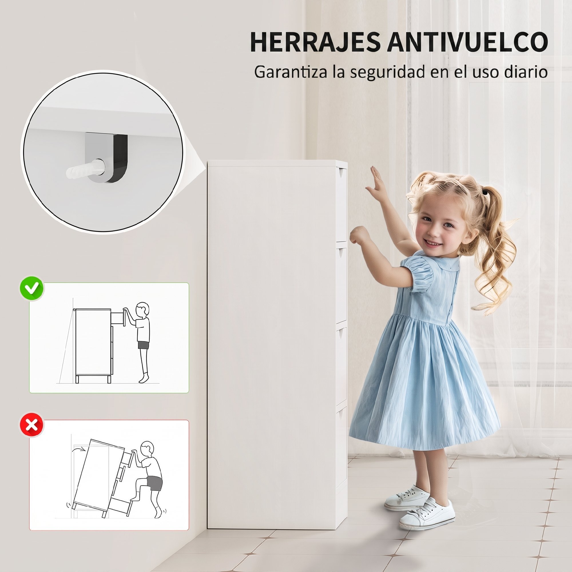 Armario de Baño Estrecho, Mueble Auxiliar de Baño con 4 Cajones y Asas Ranuradas, para Espacios Reducidos, 29x29x83 cm, Blanco