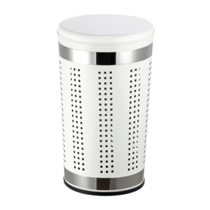 MSV Panier à  linge 46L avec couvercle coussin Inox Blanc