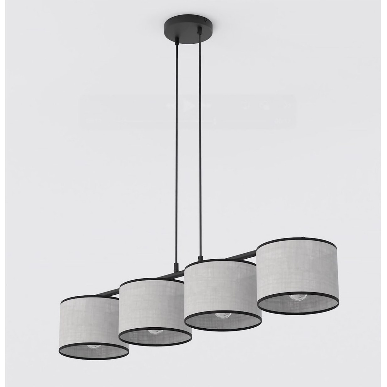 Lampada a sospensione ECO a quattro luci con paralumi in tessuto