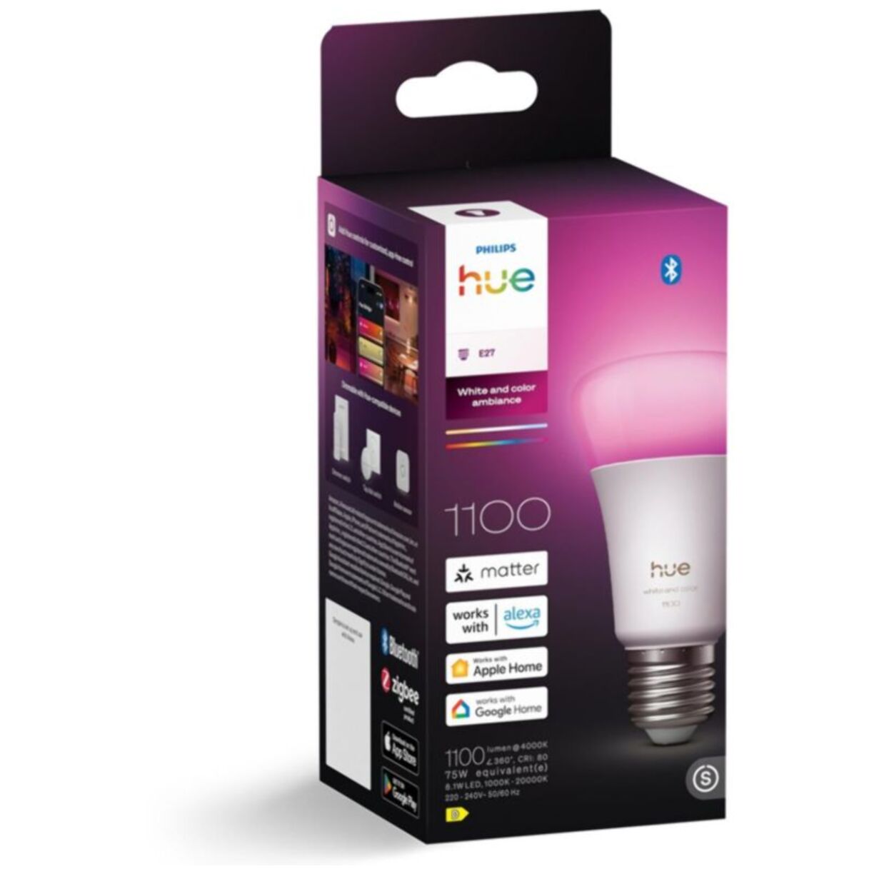 Ampoule LED connectée PHILIPS HUE W&C E27 75W