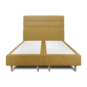 Lit avec tête de lit bandes horizontales tissu et sommier tapissier Ep20