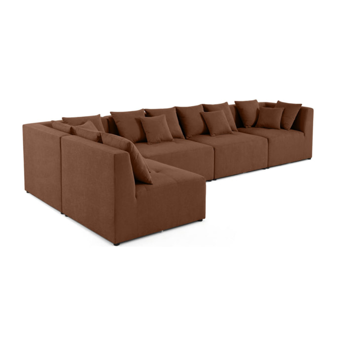 Amalfi - canapé modulable d'angle réversible - 5 places - en tissu - Terracotta