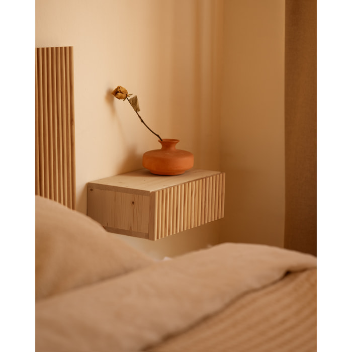 Pack de 2 tables de chevet flottantes en bois massif ton chêne moyen de 40cm Hauteur: 15 Longueur: 40 Largeur: 25.5