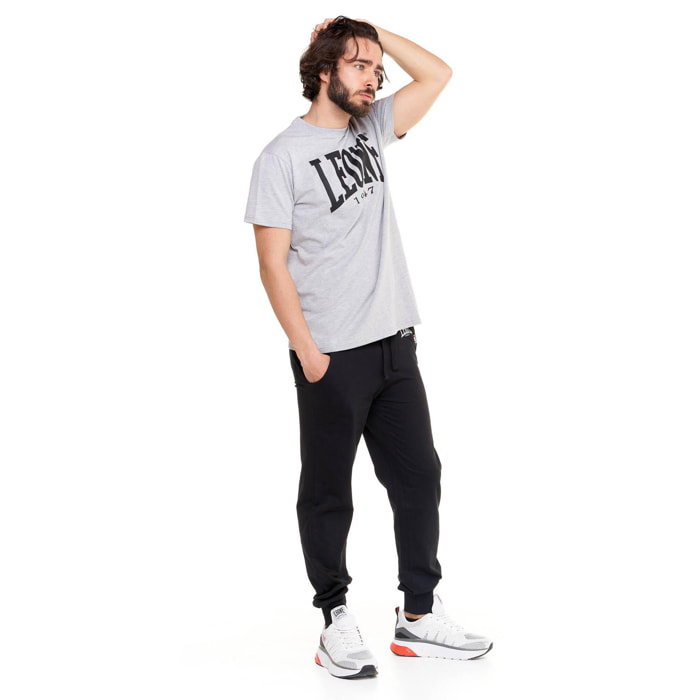 Camiseta de manga corta de algodón elástico con gran logo Leone Basic