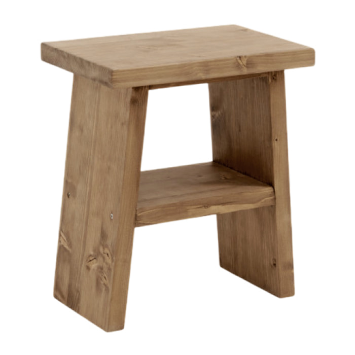 Table de chevet ou table d'appoint en bois massif ton chêne foncé 45x39cm Hauteur: 45 Longueur: 39 Largeur: 25
