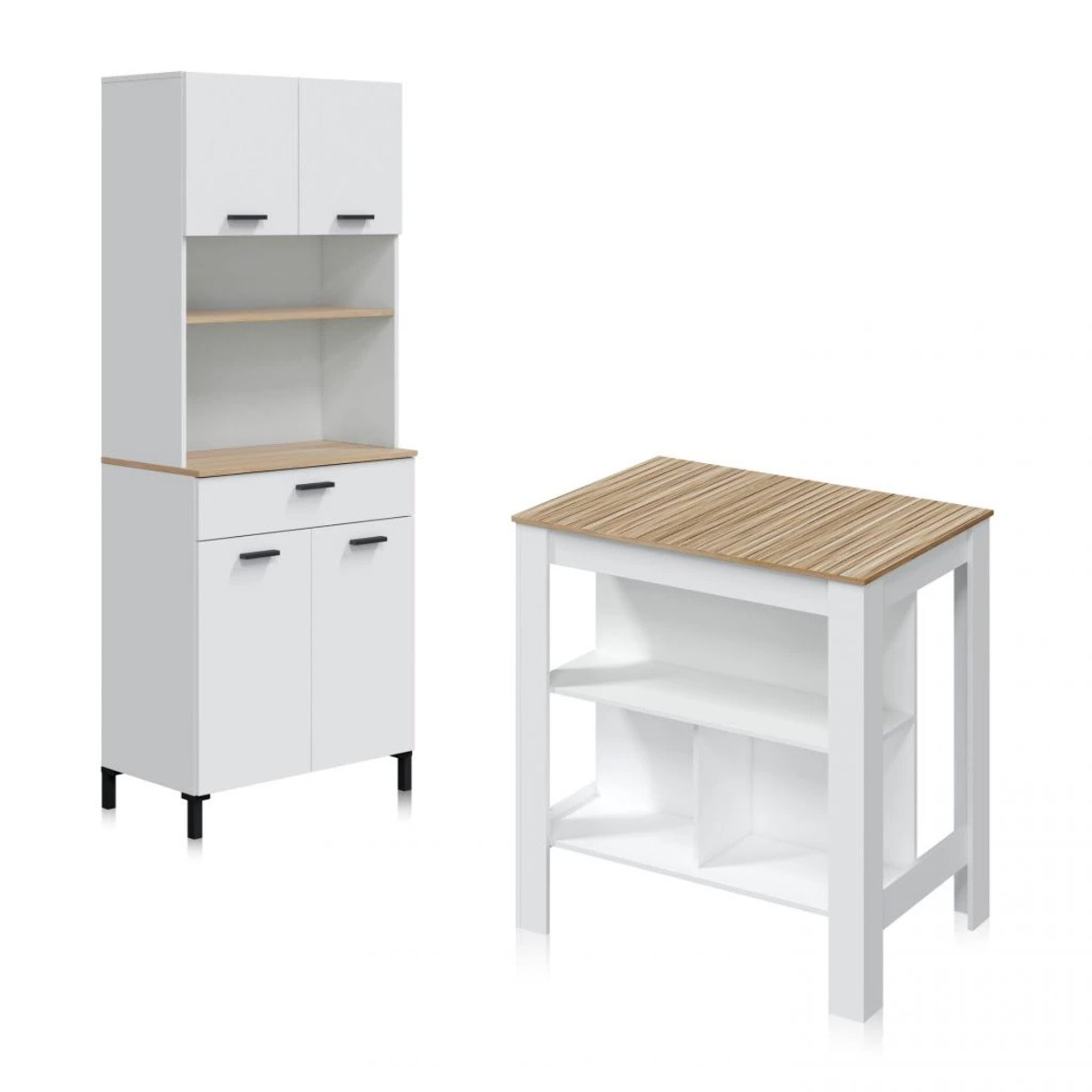 Pack alacena con mesa alta Nitza Blanco Artik (Blanco Mate) - Natur