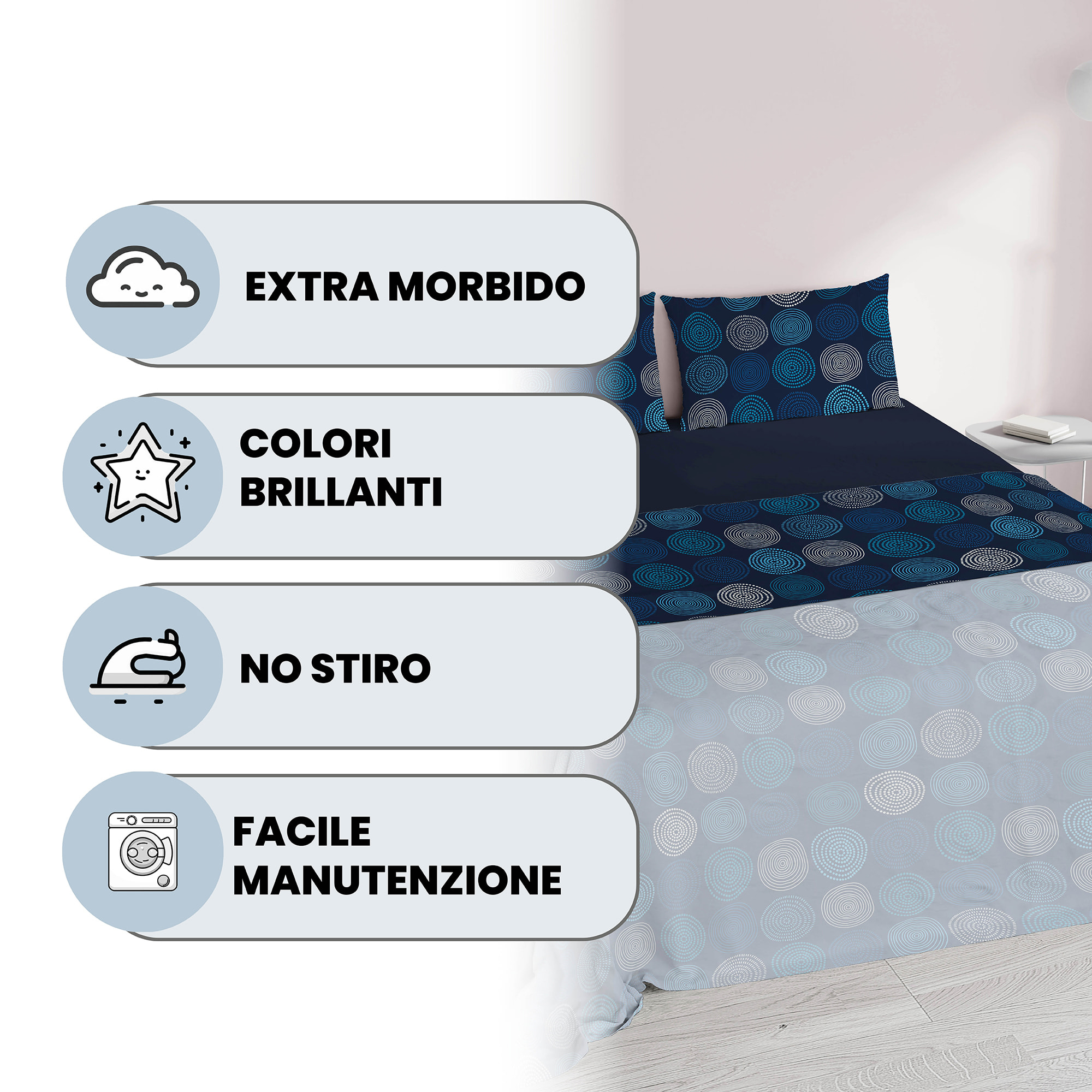 COMPLETO LETTO FANTASY, 100% Microfibra - IPNOTIC