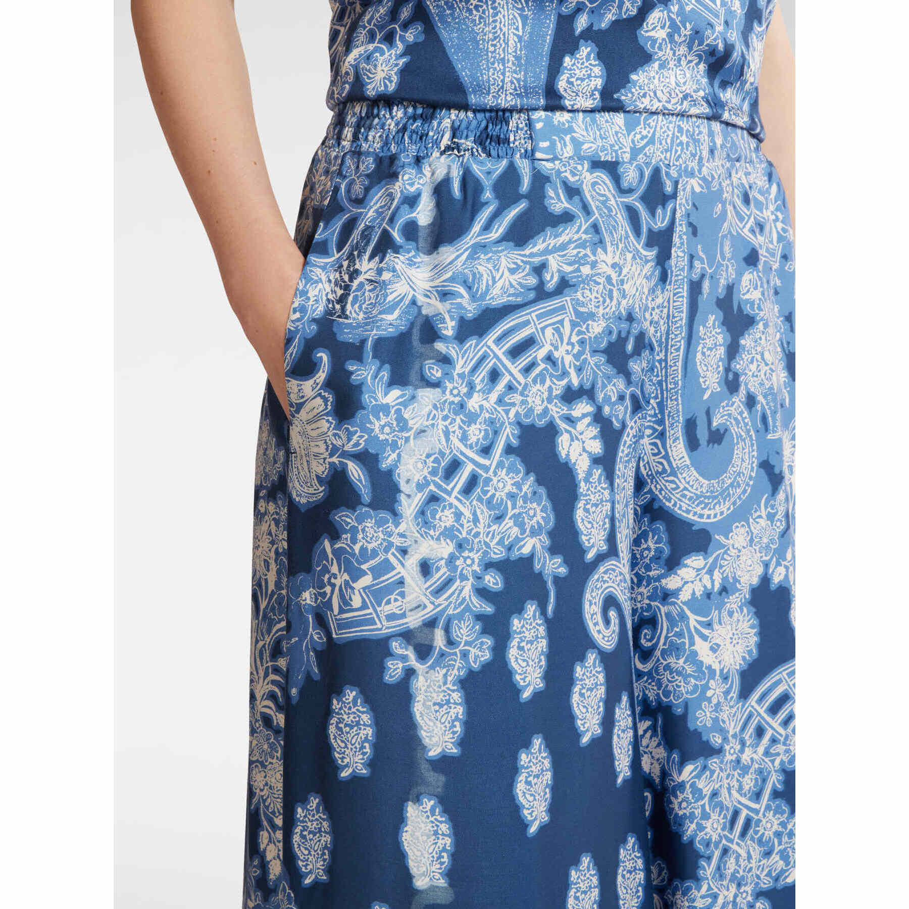 Elena Mirò - Pantalón ancho estampado - Azul