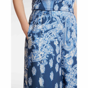 Elena Mirò - Pantalón ancho estampado - Azul
