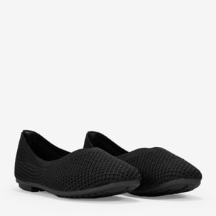 Bailarinas planas negras de malla textil