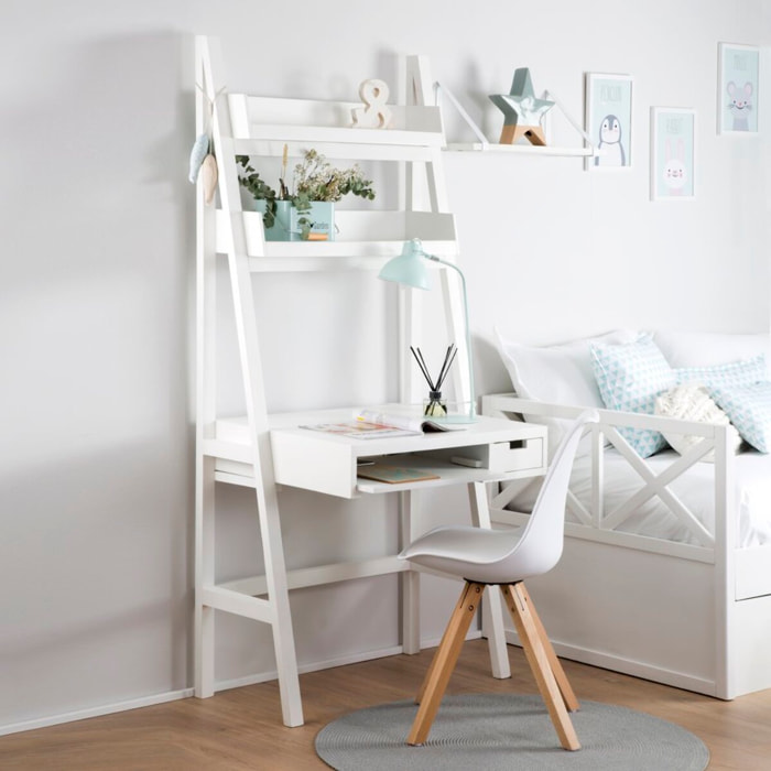 Bureau Bassay -bois massif et panneau de mdf-couleur laqué blanc mat 84 x 185 x 55 cm