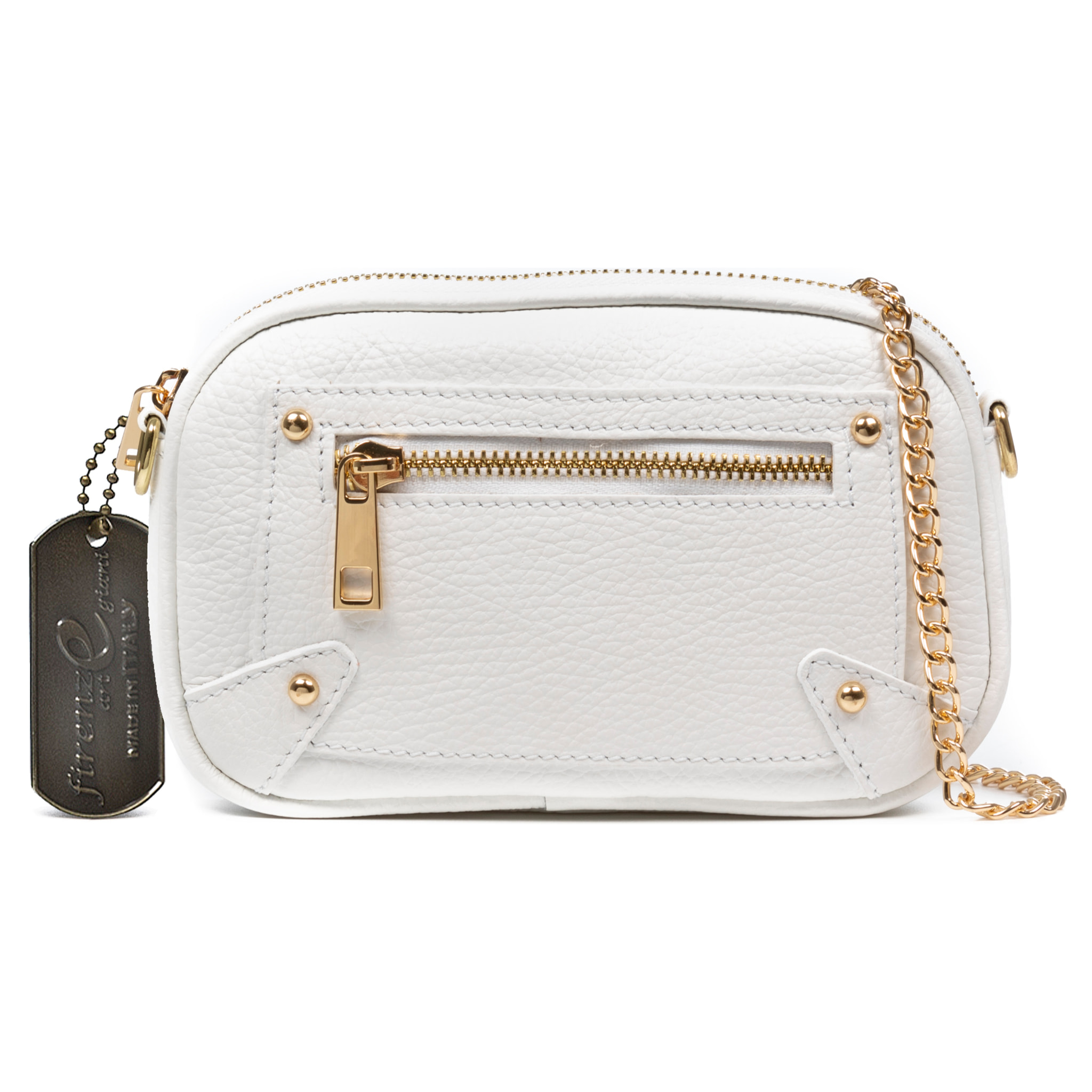 Asola bolso bandolera, de piel auténtica acabado dollaro.