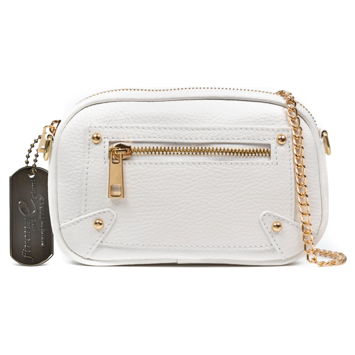 Asola bolso bandolera, de piel auténtica acabado dollaro.