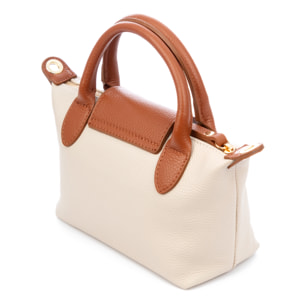 Aurano bolso bandolera tipo Tote mujer. Piel auténtica Dollaro bitono.