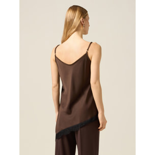 Oltre - Top lingerie asimmetrico - Marrone