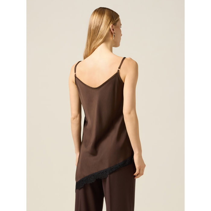 Oltre - Top lingerie asimmetrico - Marrone