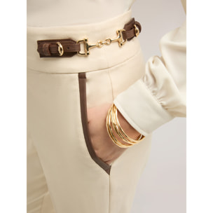 Motivi - Pantalones regular con motivo hebillas laterales - Beige