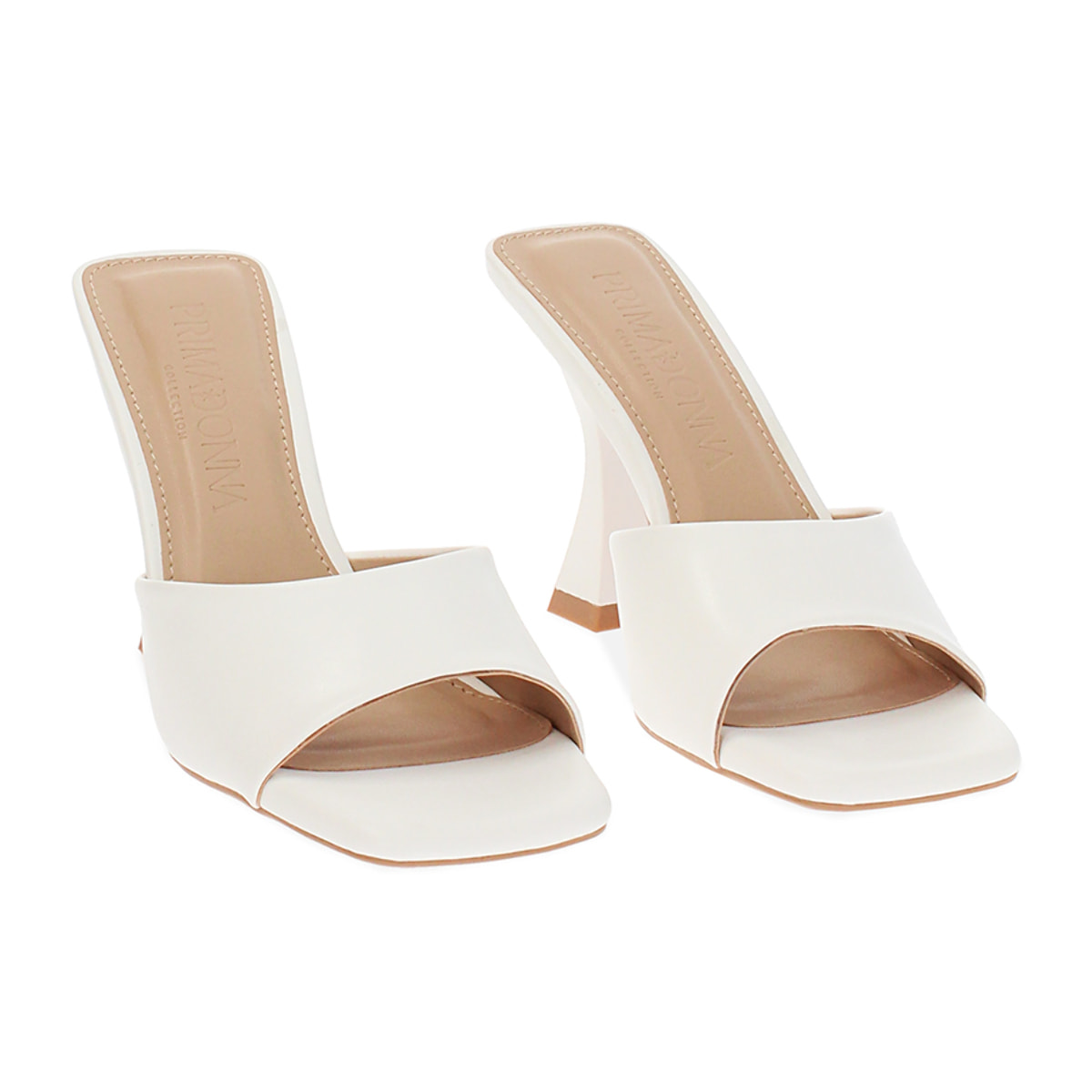 Mules open toe donna bianche, tacco 9 cm