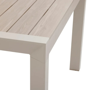 Table de jardin "Évasion" effet bois lin & argile 12 places lates en aluminium