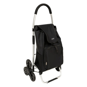 Chariot de course pliable noir 6 roues 36L