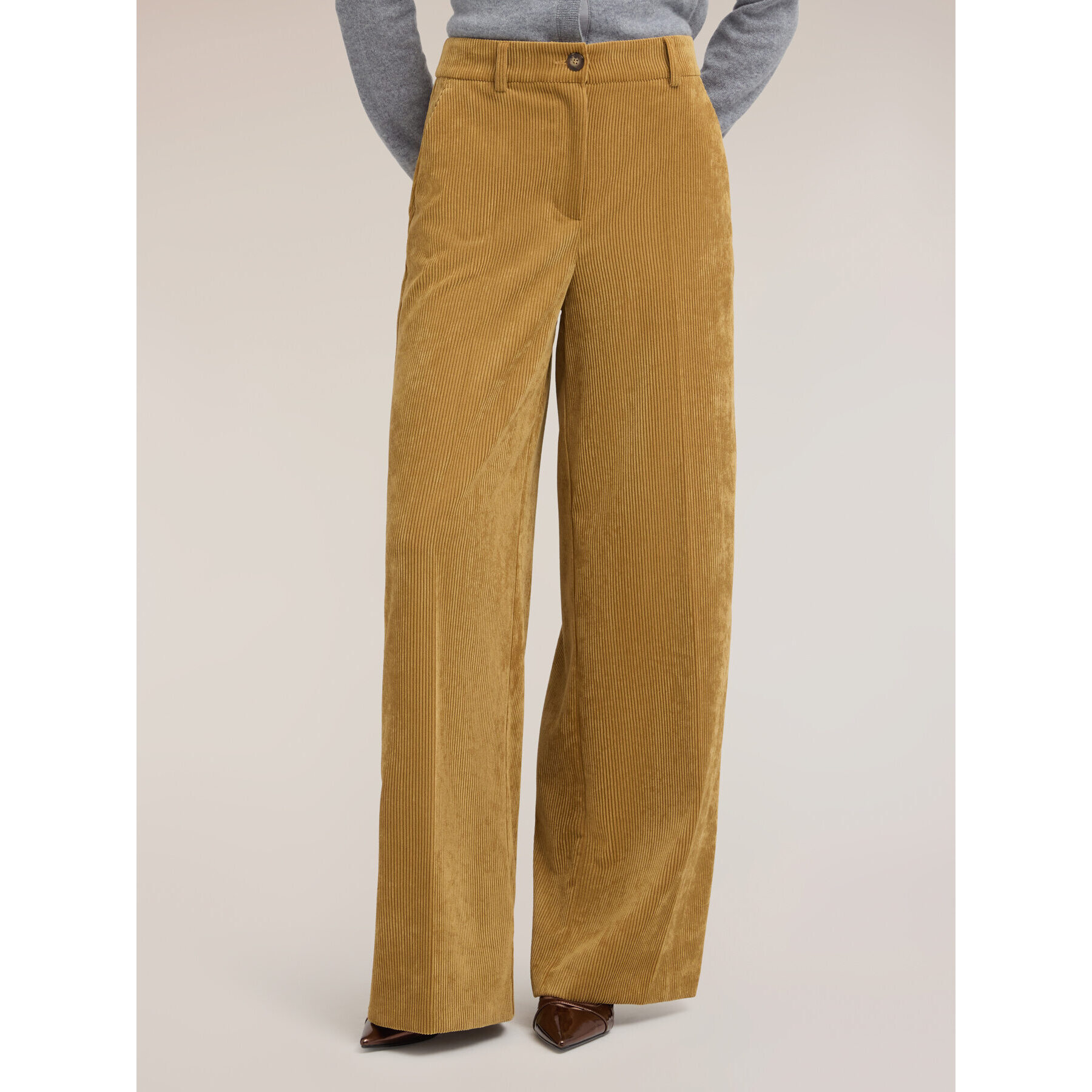 Motivi - Pantaloni palazzo in velluto a coste - Giallo