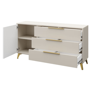 Boccioni - buffet bas - beige - 3 tiroirs et 1 porte - 154 cm - Beige