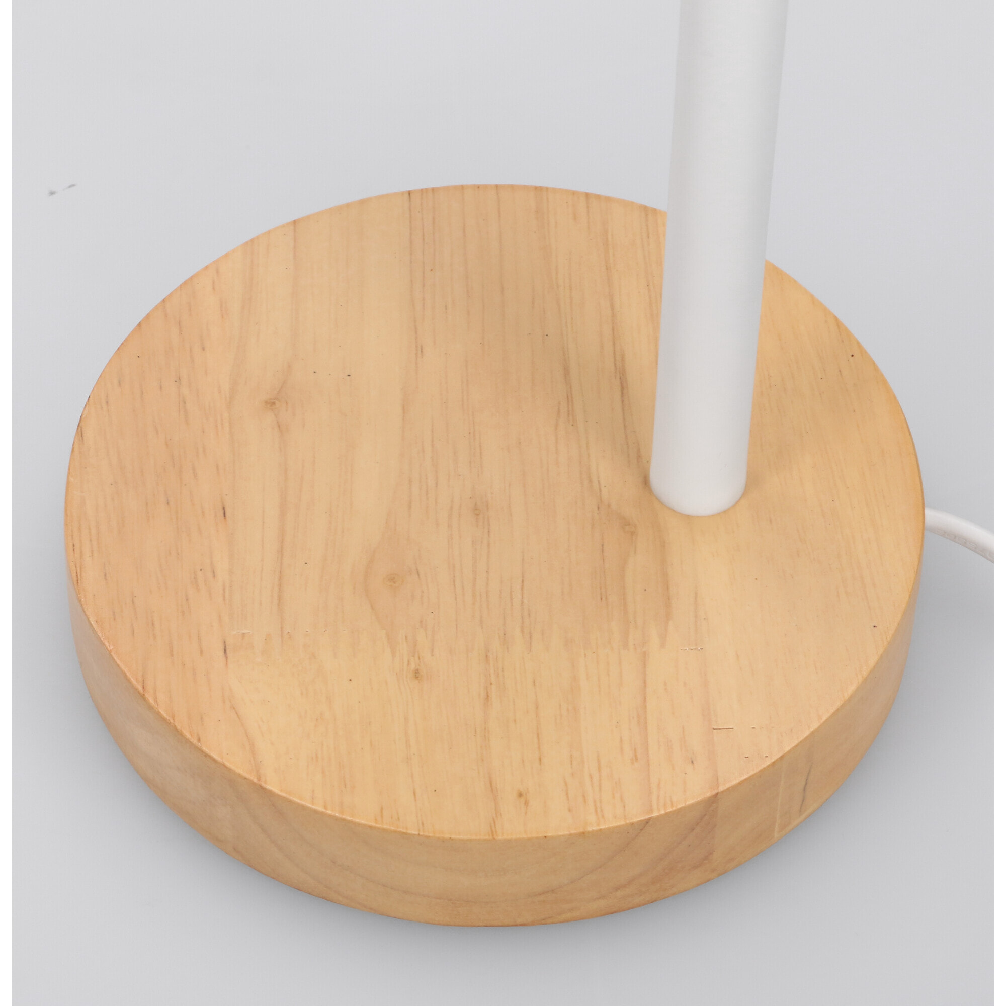 Forlight Mila Lámpara de Escritorio de Estilo Nórdico. Flexo de Escritorio E27 de Acero Blanco y Madera Clara Natural