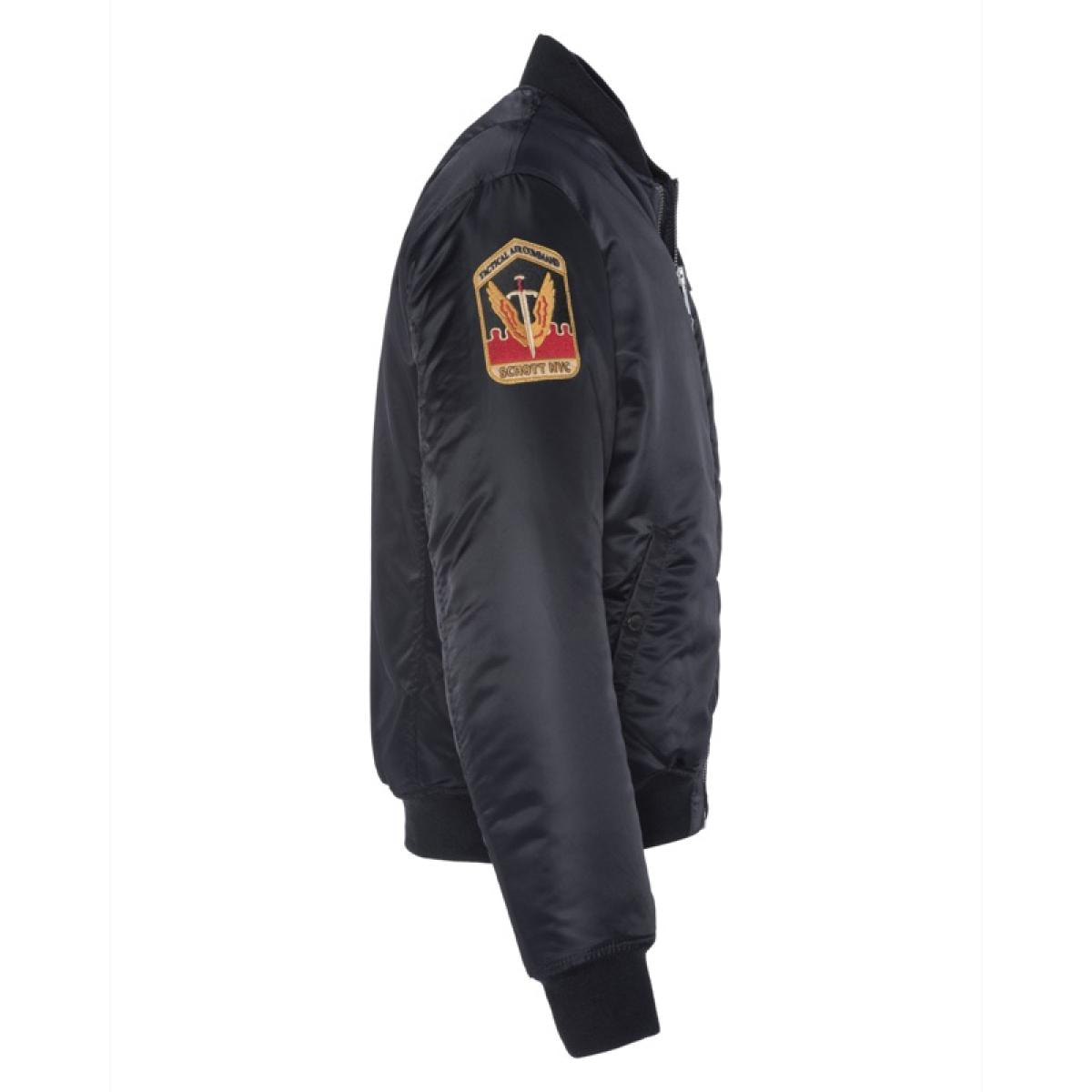 AIRVINTRS BOMBER JACKET WITH SCHOTT ARMY BADGES 100% RECYCLED NYLON Nero