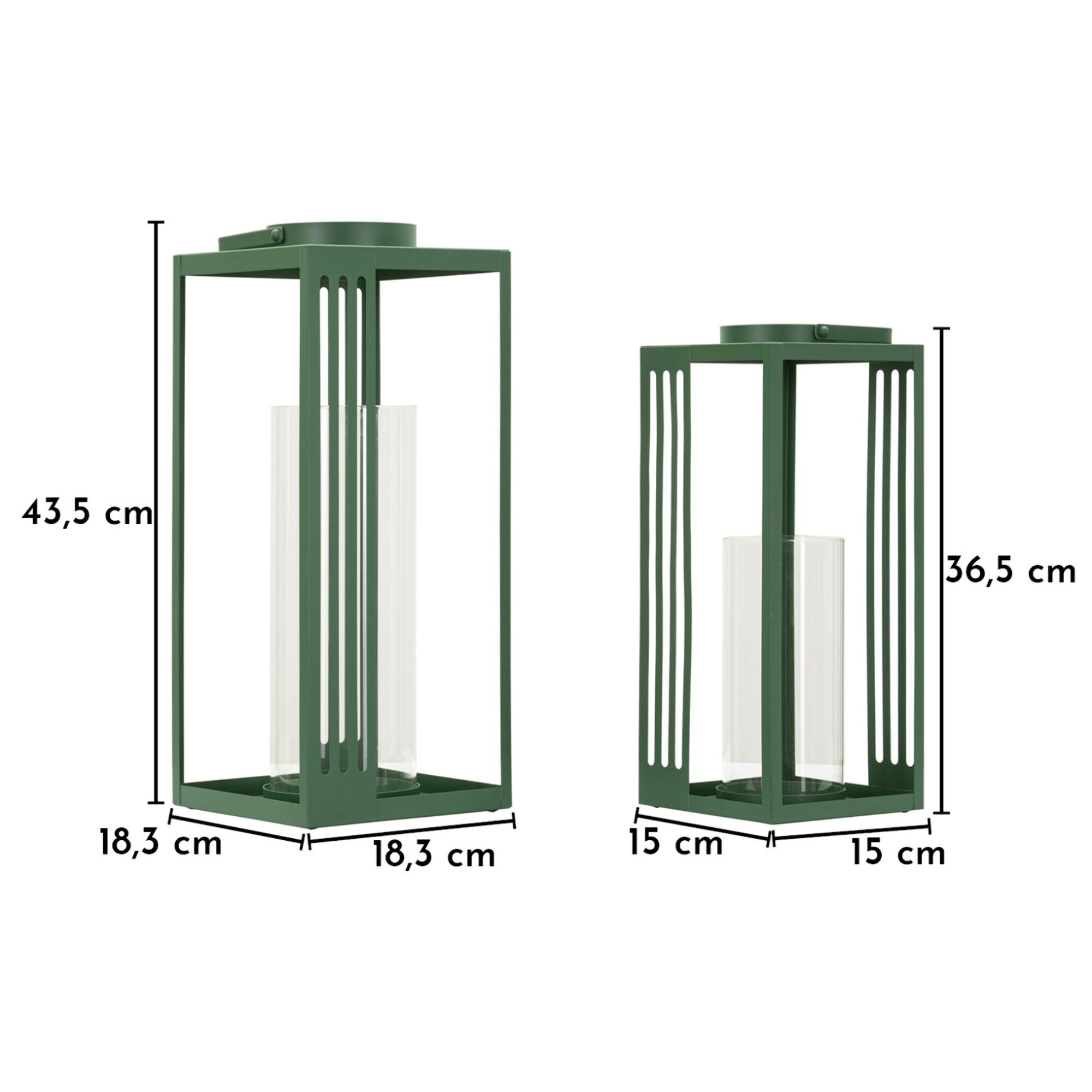 LANTERNE LINEE COPPIA CM 18,3X18,3X43,5-15X15X36,5 (VETRO TEMPERATO)