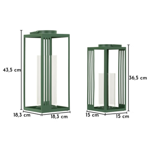 LANTERNE LINEE COPPIA CM 18,3X18,3X43,5-15X15X36,5 (VETRO TEMPERATO)