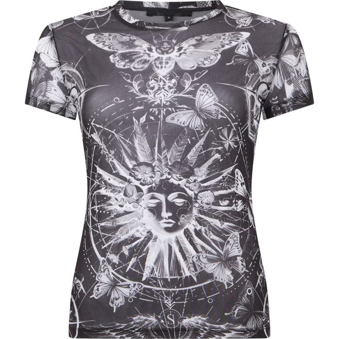 PHILIPP PLEIN Tulle Sexy Pure Fit T-Shirt Butterfly Tattoo