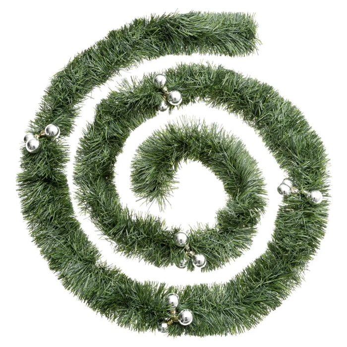 Guirlande de Noël verte boules argent en plastique D10 x 270cm