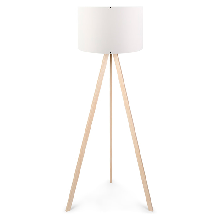 Lámpara de pie 115 cm. blanco/roble, tipo E 27_x000D_
Max 60 W (Bombilla Incandescente)_x000D_
Max 20 - 25 W (Bombilla de Bajo Consumo)_x000D_
Max 9 - 15 W (Bombilla LED)