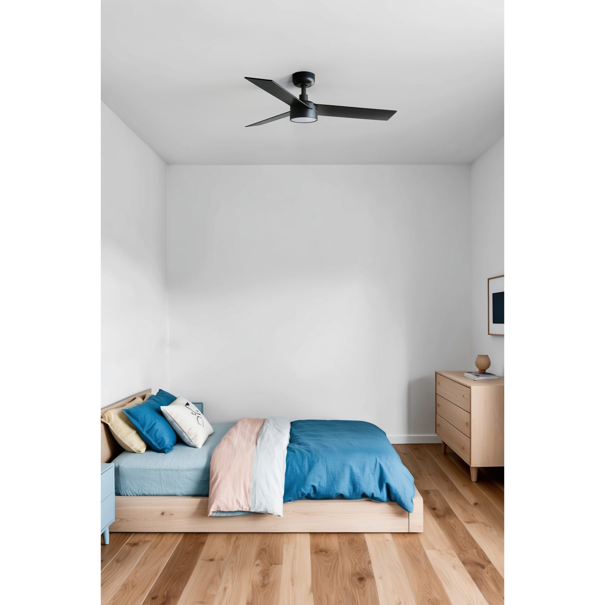 RUDDER S LED Ventilatore a soffitto nero/noce TUYA