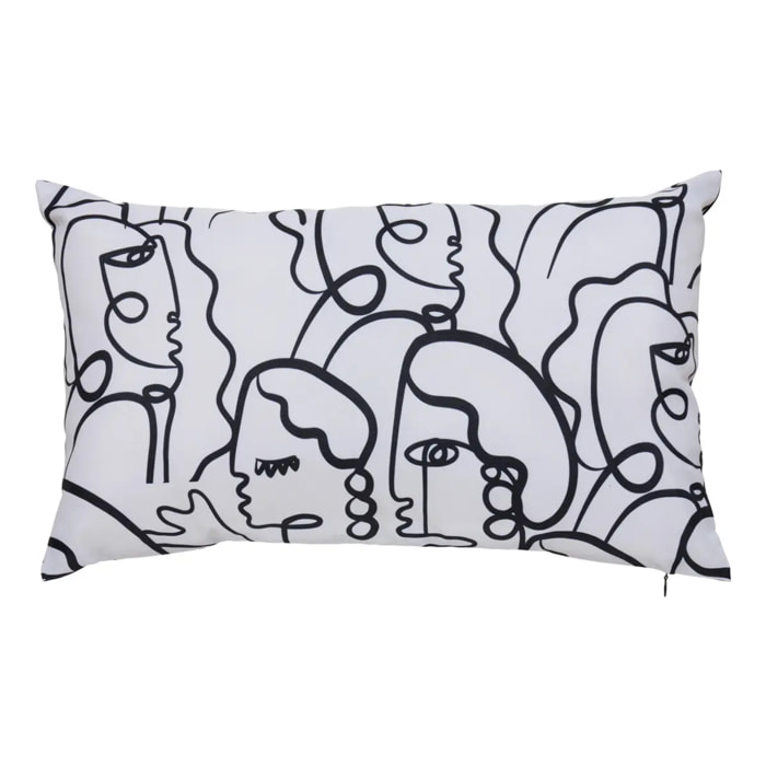 Housse de coussin d'extérieur Nolan 50x30cm motif fantaisie noir et blanc