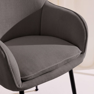Fauteuil velours côtelé et pieds métal (lot de 4) SHELLA