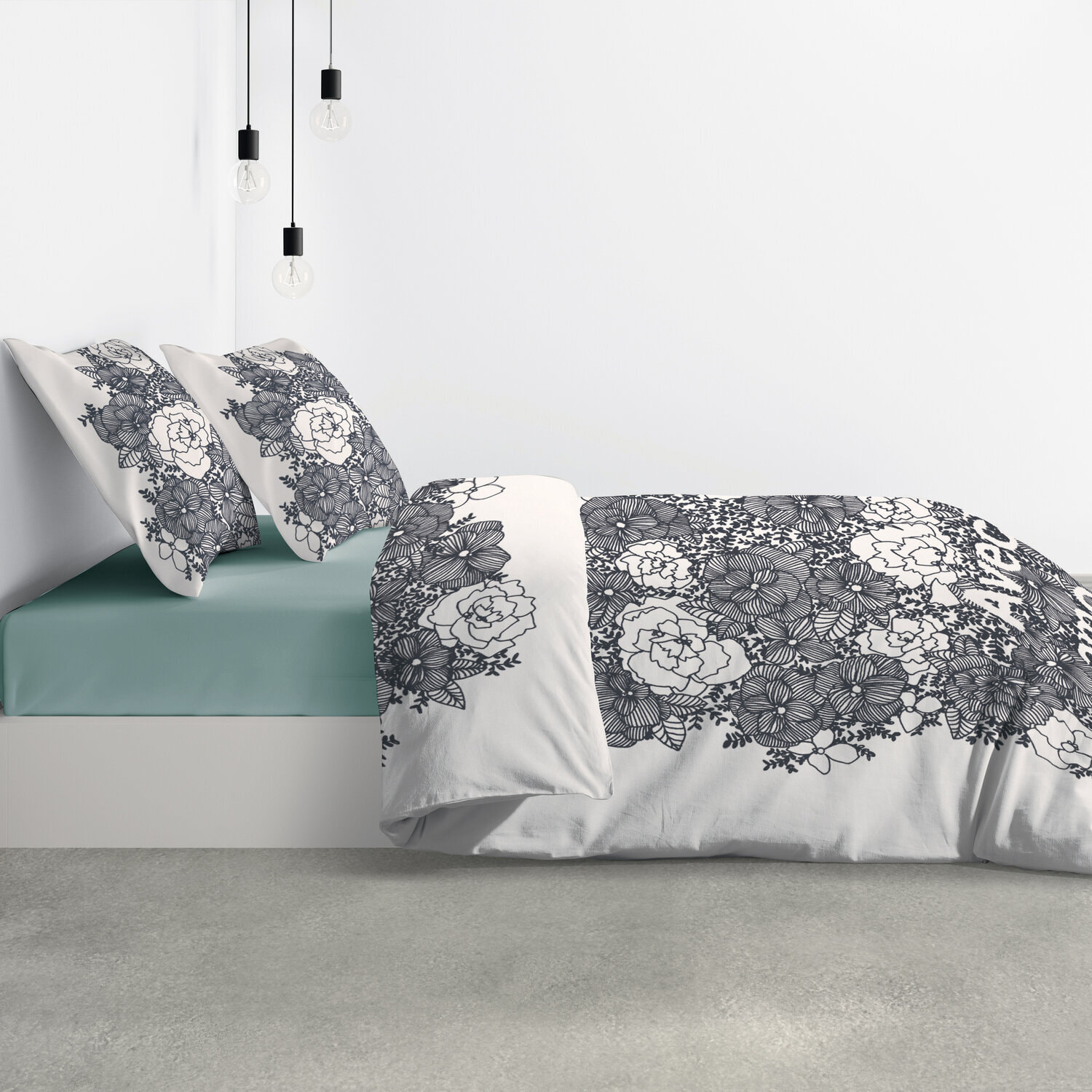 Parure housse de couette 3pcs 100% coton 47fils avec amour