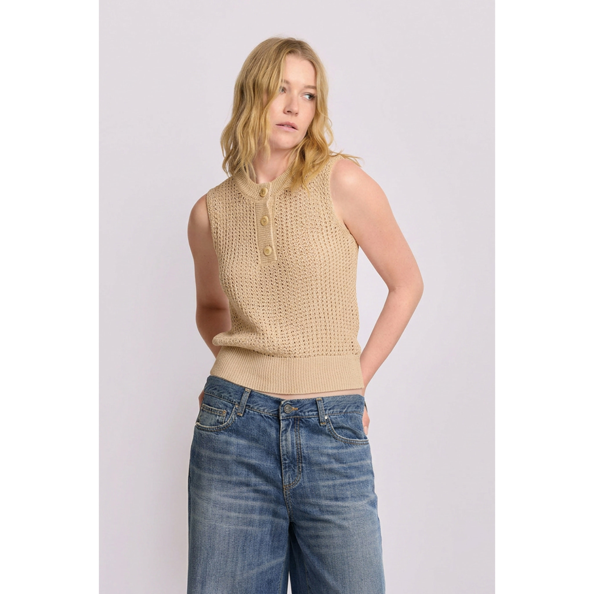 Kocca - Top in maglia lavorata Donna, Tinta unita, Girocollo