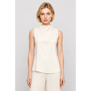 Kocca - Blusa da donna in viscosa con collo alto drappeggiato Donna
