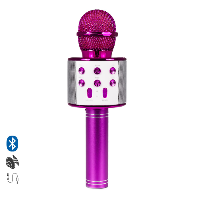 DAM Microfono Karaoke Multifunzione con Altoparlante Incorporato 7,5x7,5x22,3 Cm. Colore fucsia