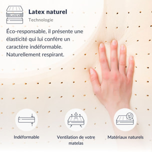 Matelas Prélude 2.0, Soutien Ferme, 25 cm, Latex 100 % Naturel, aération optimale