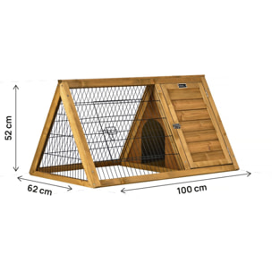 Clapier poulailler "Biscotte" - 100 x 62 x 52 cm - Marron