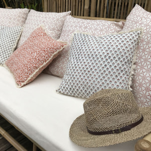 Coussin en coton terracotta avec franges 40cm GOBI