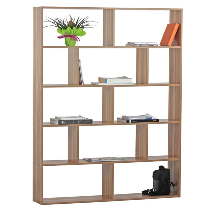 Libreria aperta moderna 12 vani legno naturale 124x160x24 cm