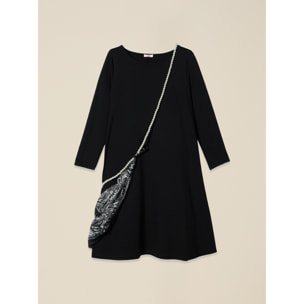 Oltre - Vestido acampanado con detalle de pañuelo - Negro