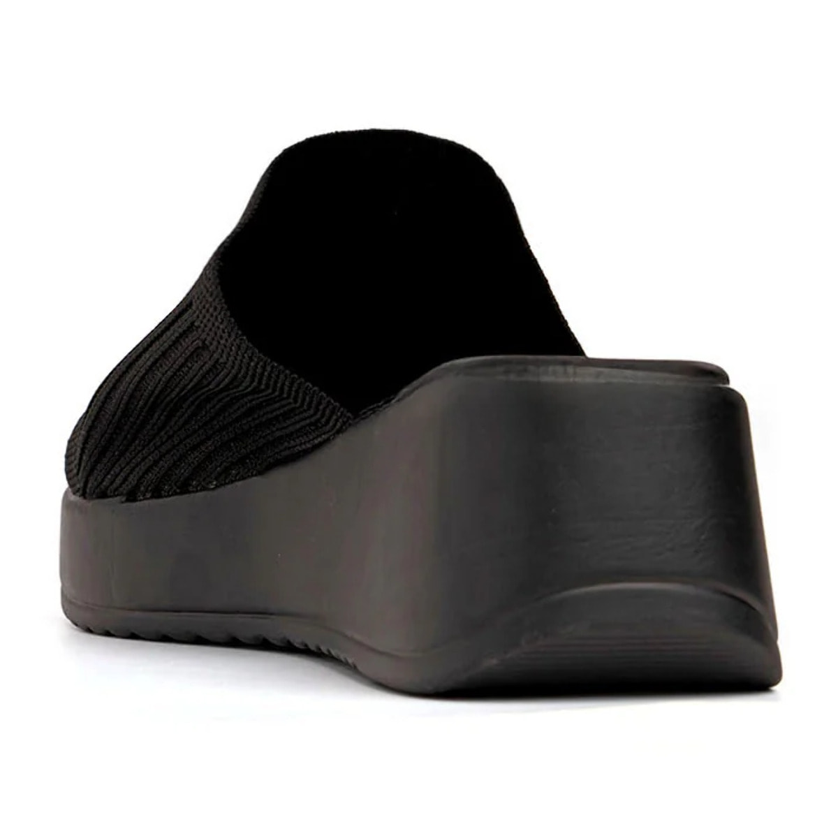 Sabot con fascia in tessuto e zeppa - NERO